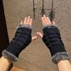 Double Side Plush Winter Warm Gloves - Exposed Finger Design