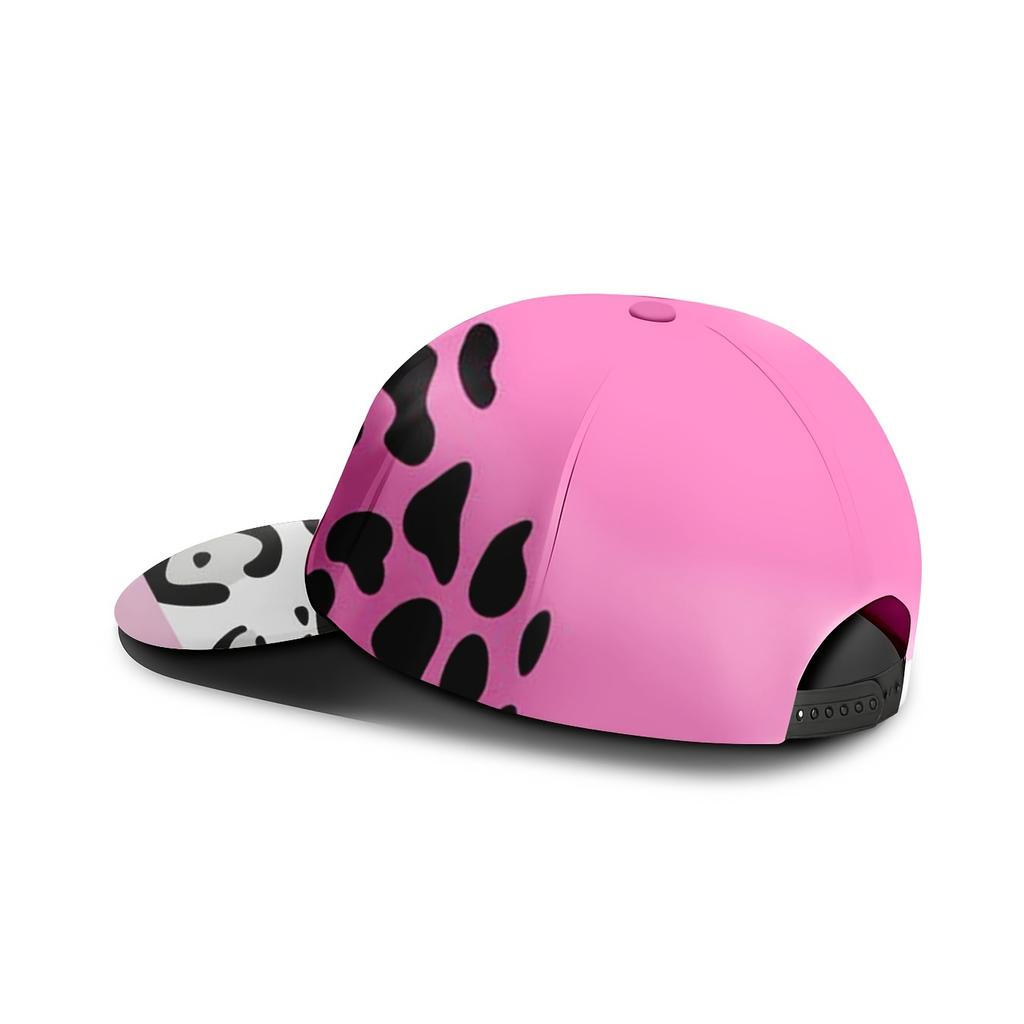 A Stylish Baseball Cap Featuring A Pink Leopard Print, Perfect For Both Men And Women. This Trendy Hat Is Ideal For Everyday Out