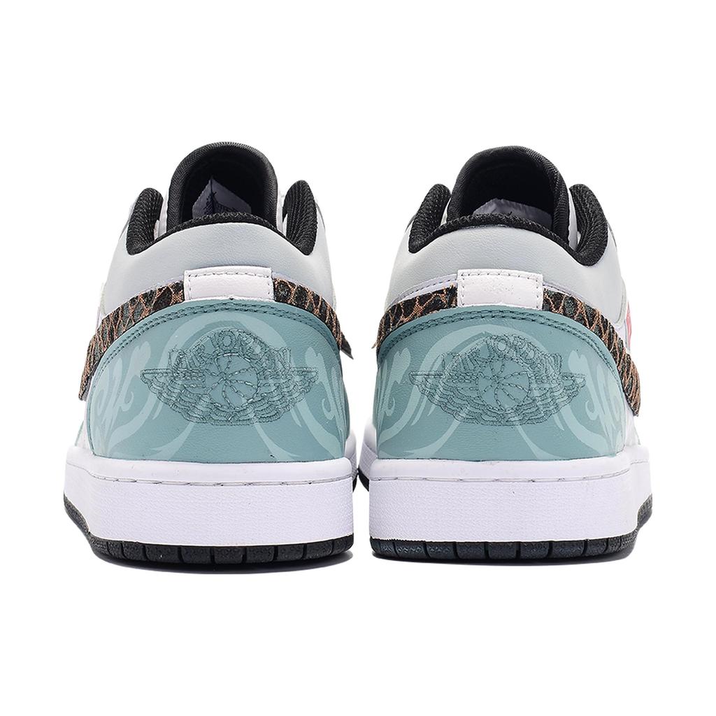 Jordan Air Jordan 1 Cushioning Slip Resistant Low top Vintage Basketball Shoes Men's Gray Green 553558-132(Team242-box)