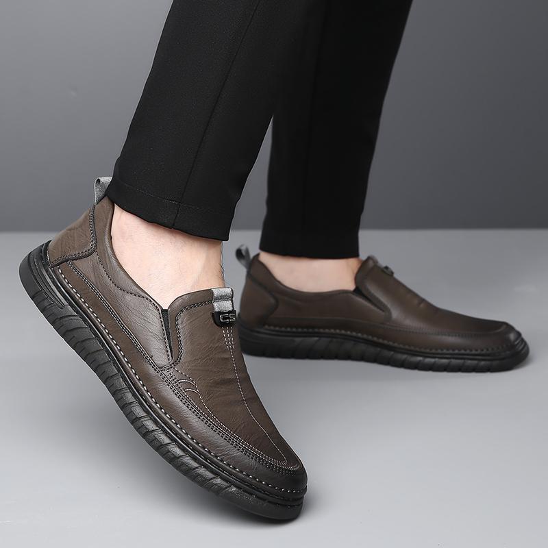 Mens Leather Loafers Non Slip Walking Flats Breathable Outdoor Slip on Casual Shoes for Male Work Office Driving Sneakers Big 48