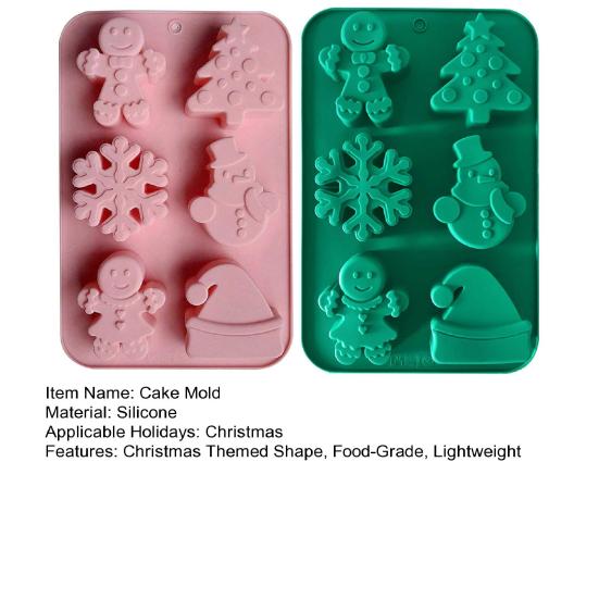 Christmas Silicone Cake Mold Set Xmas Tree Snowman Santa Claus Bells Snowflake Gingerbread Man Baking Mold DIY Baking Tool Kit