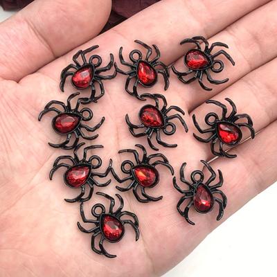 5/10 adet Kan Kırmızısı Örümcek Kolye Ucu, Gotik Kolye Ucu, Cadılar Bayramı Takı Aksesuarları