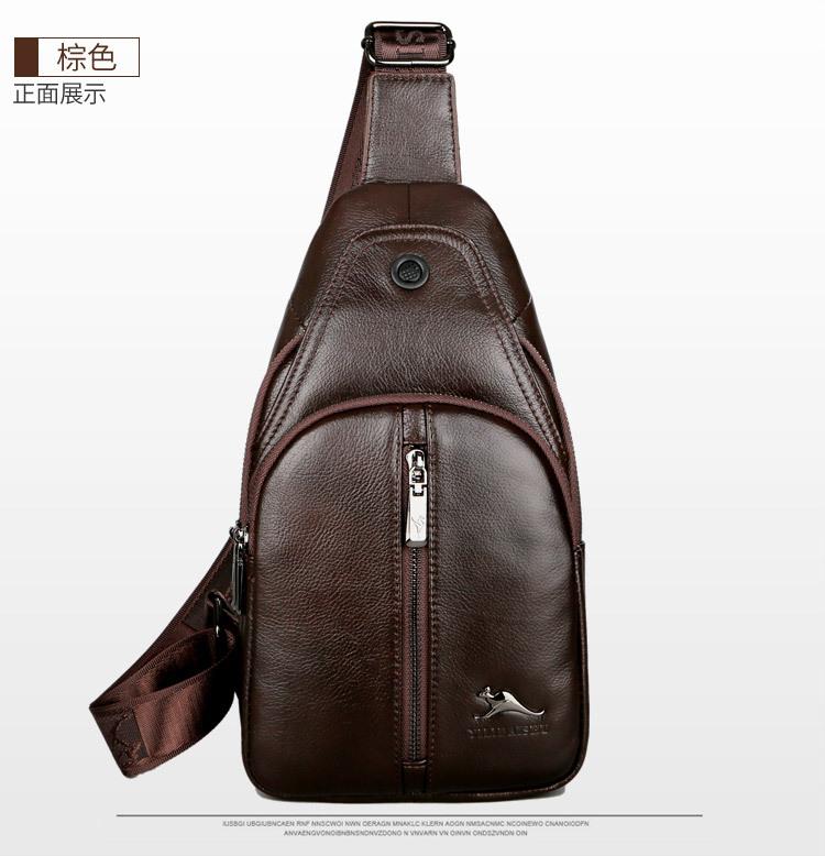 Head Layer Cowhide Men's Chest Soft Leather Crossbody Bag, Genuine Leather Chest Bag, Outdoor Leisure Large Capacity Tablet Shoulder Phone Bag
