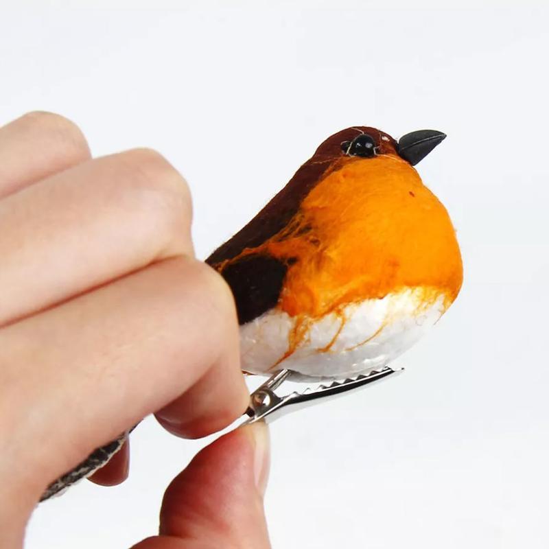 6pcs Clip On Christmas Robins Decoration Cute Festive Xmas Tree Bird Ornament