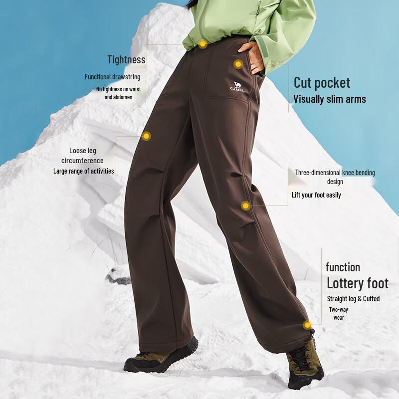 Camel Women's 2025 F/W Fleece-Lined Anti-Static Straight Cargo Pants