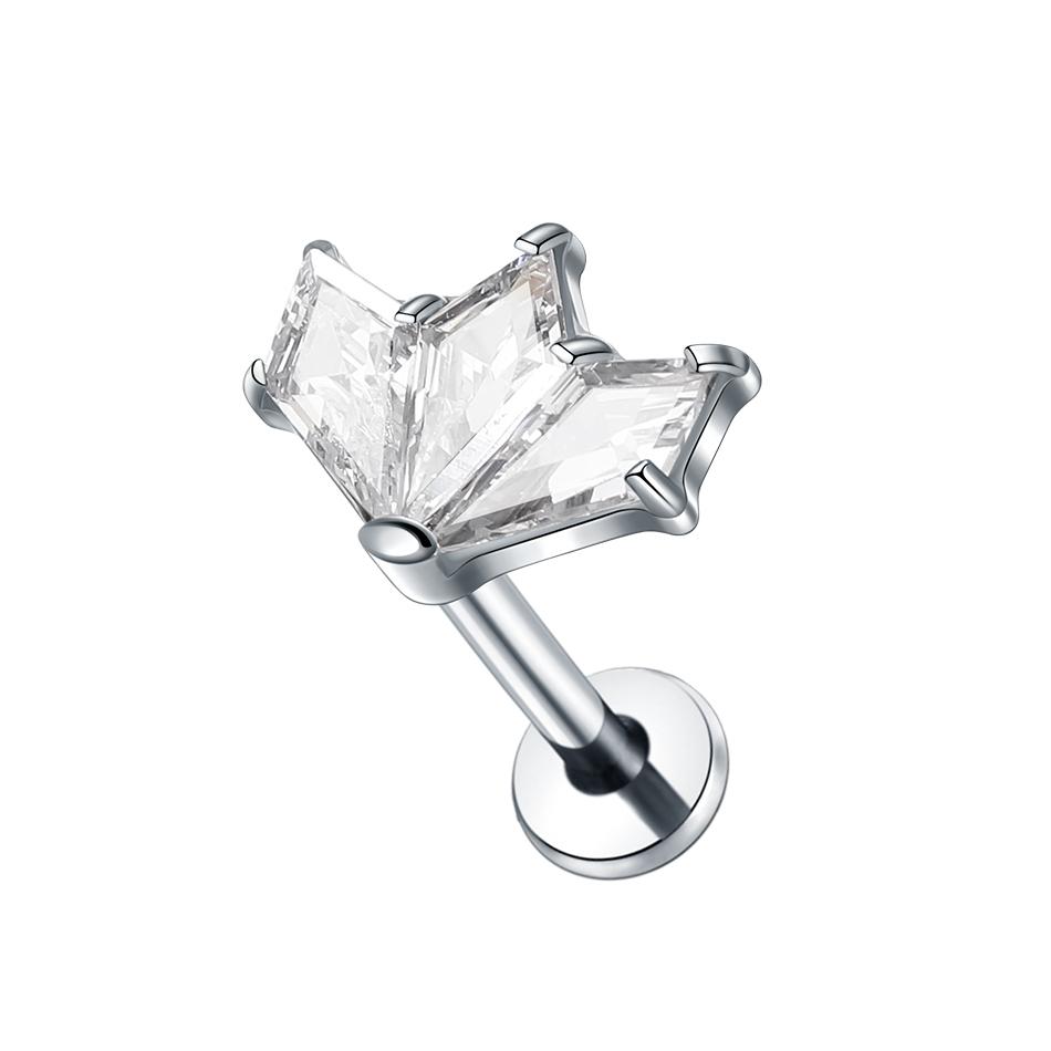 1Pc G23 Titanium Labret Ear Tragus Earring Stud Internally Threaded Zircon Lip Rings Cartilage Helix Piercing Body Jewelry 16G