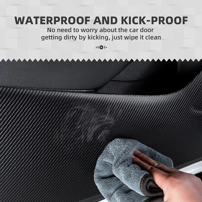 Leather Carbon Mat Door Anti-kick Pad For Hyundai Tucson TL 2015 2016 2017 2018   LHD RHD Car Interior Trim Accessories