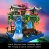 Peach Blossom Lake Building Blocks Micro Building Set, Tranquil Garden with Flowers and Lights, A Floating Architecture Model
