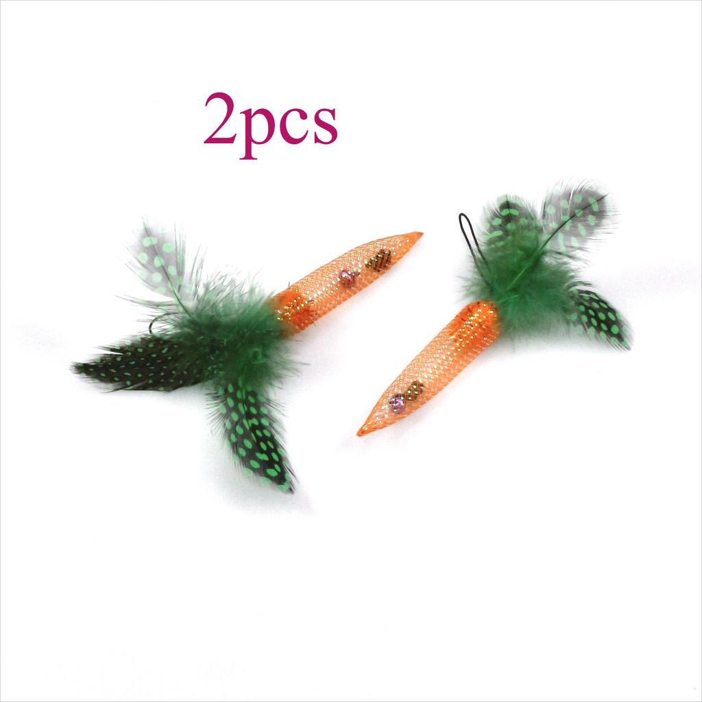 2pcs/3pcs Carrot Feather Cat Toy Interactive Pet Toys For Kitten Replacement Head