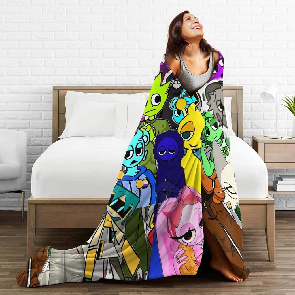 Coperta Gioco Cartone Animato Sprunki Incredibox Coperta Plaid in Flanella Decorazione Estiva per Condizionatore Morbida Calda Copriletto