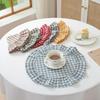 Round Blue Yellow Gingham Placemats Red Grid Checkered Placemats With Ruffle Picnic Party Supplies Buffalo Plaid Table Mat