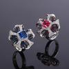 Cross Border Ruby Three Dimensional Petal Ring Full Sapphire Zircon Retro Simulation Color Treasure