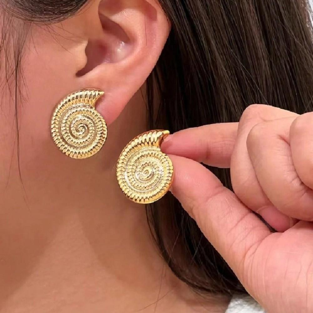 Starfish Starfish Earrings Golden Seashell Dangle Earrings Retro C-Shape Earrings Set  Summer