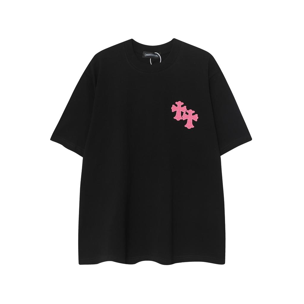 9988 CHROME HEARTS 2025 Summer New High Quality Cotton Round Neck Loose Large Size Men's and Women's T-shirt Couple T-shirt