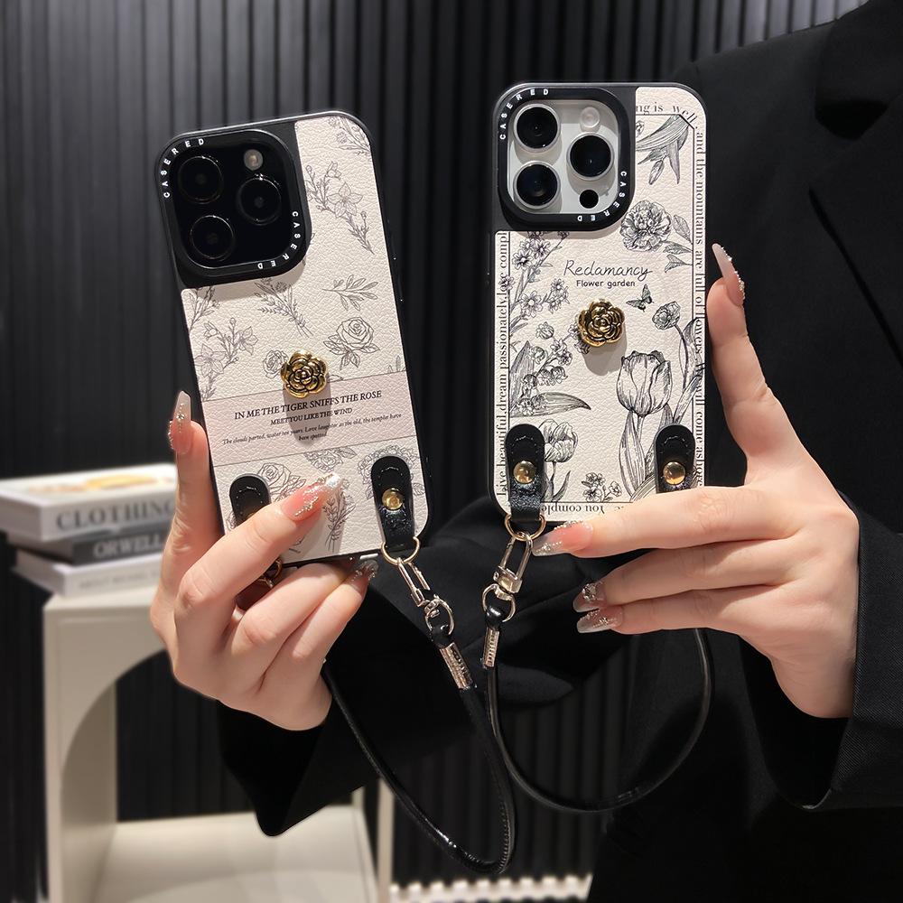 Applicable to Apple 16/17Promax lanyard mobile phone case iPhone12/13/14/15 oblique span anti-drop protective case