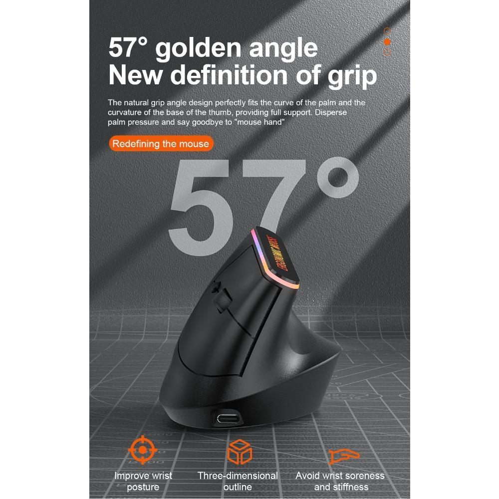RGB luminous mouse ergonomic design vertical vertical Bluetooth BT + 2.4G dual-mode Bluetooth wireless mouse