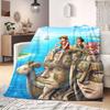 One Piece Artistic 2D Flannel Blanket, Cartoon Character Print for Sofa, Warm Travel Picnic Nap Blanket_LIAN