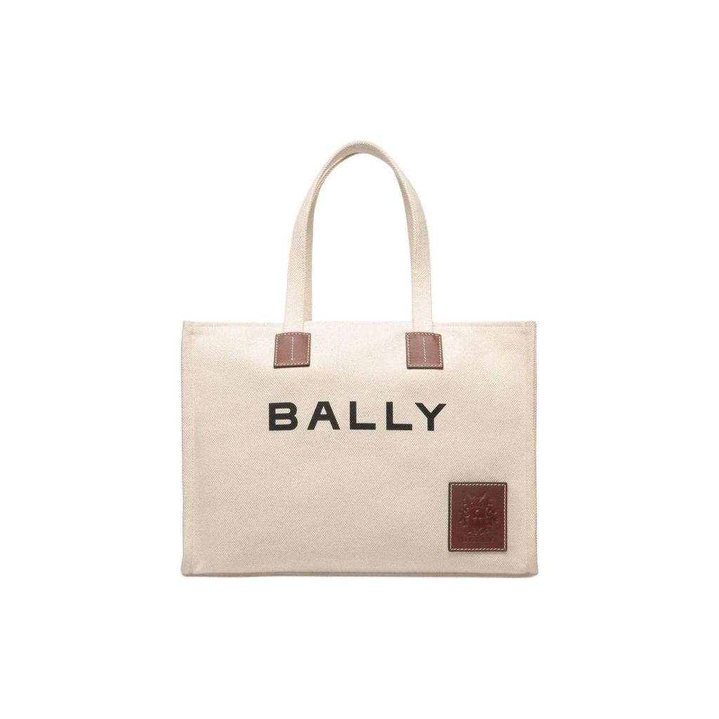 Bally Akelei Letter Logo Canvas Tote Bag Shopping Bag Shoulder Handbag Women Tote White 6307809