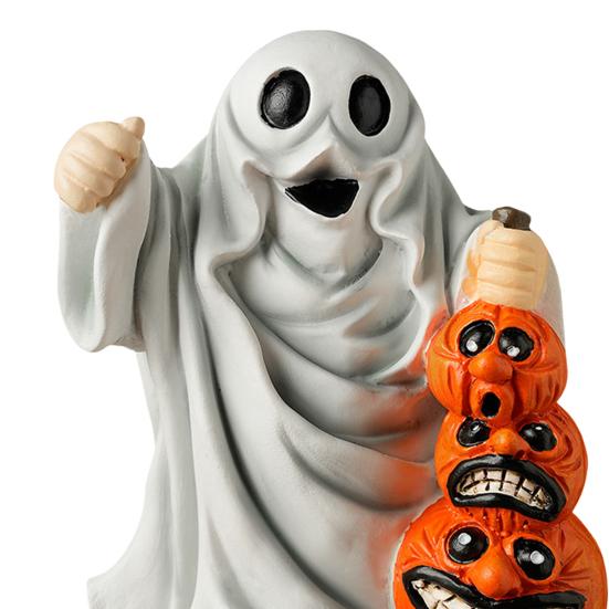 Halloween Ornament Ghost Hold Pumpkin Shape Statue Indoor Outdoor Display Statue Farmhouse Style Halloween Decoration