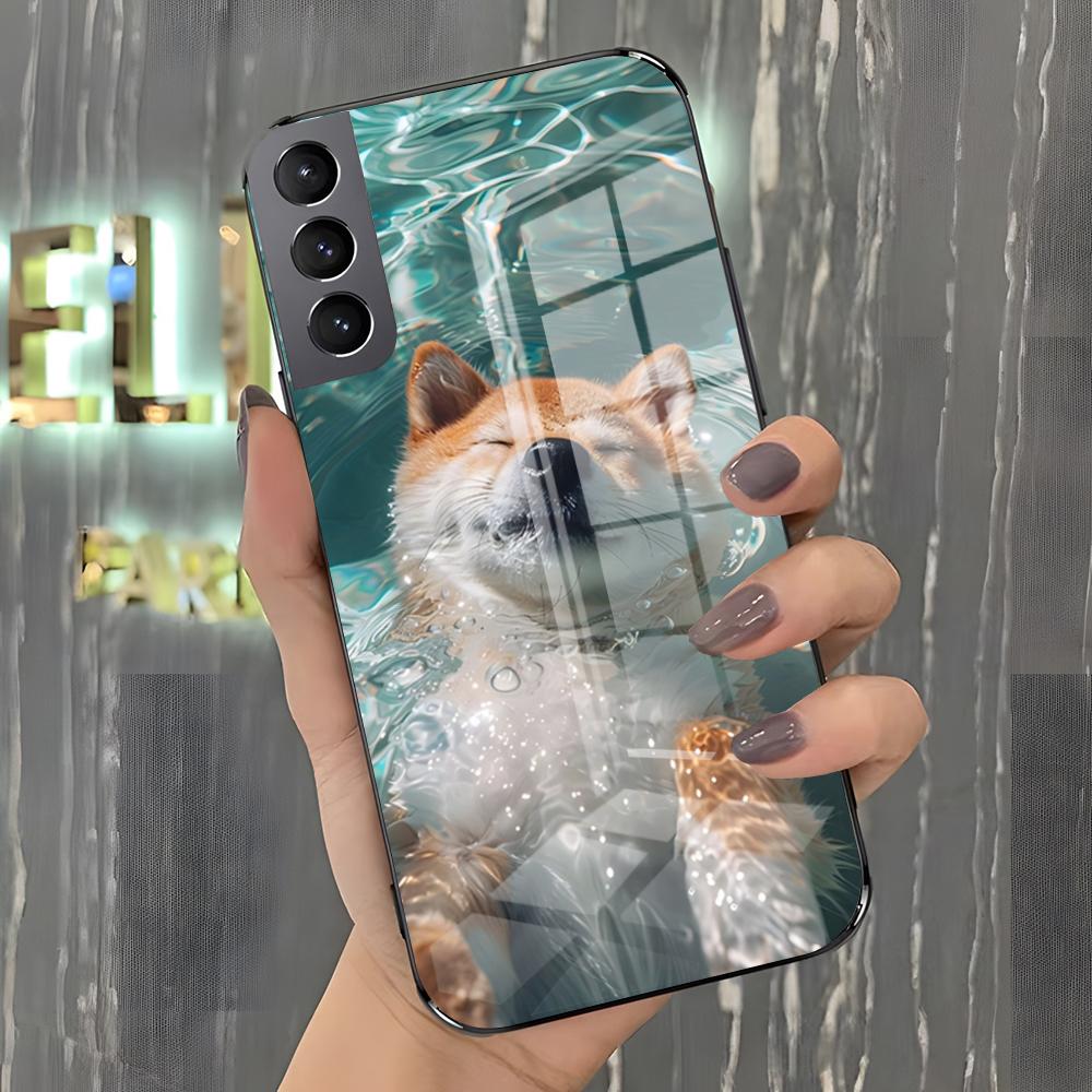 Cute Shiba Inu Phone Case For Samsung A25 A13 A33 5G A54 A36 A35 A56 A52 A14 Shockproof Glass Cover