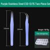 Bao Lian Anti-static Stainless Steel Tweezers - Bent Tip & Fine Pointed Tip for Precision Bird's Nest Hair & Blackhead Removal