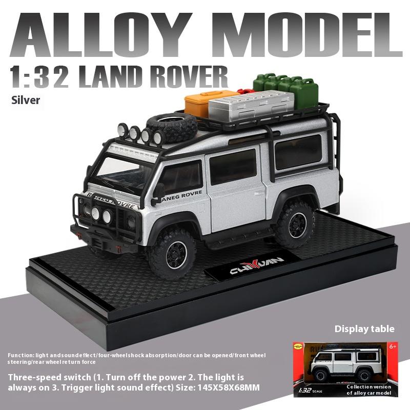 With Base 1/32 Land Rover Defender Off-Road Vehicle Die-cast Metal Camper Van Model Children's Toy Car Boy Gift Ornaments