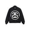 Stussy Ss23 Double S Logo Ss-Link Varsity Jacket Classic Double Logo Single-Breasted Casual Warm Letter Baseball Jacket Unisex Jackets Black 115710