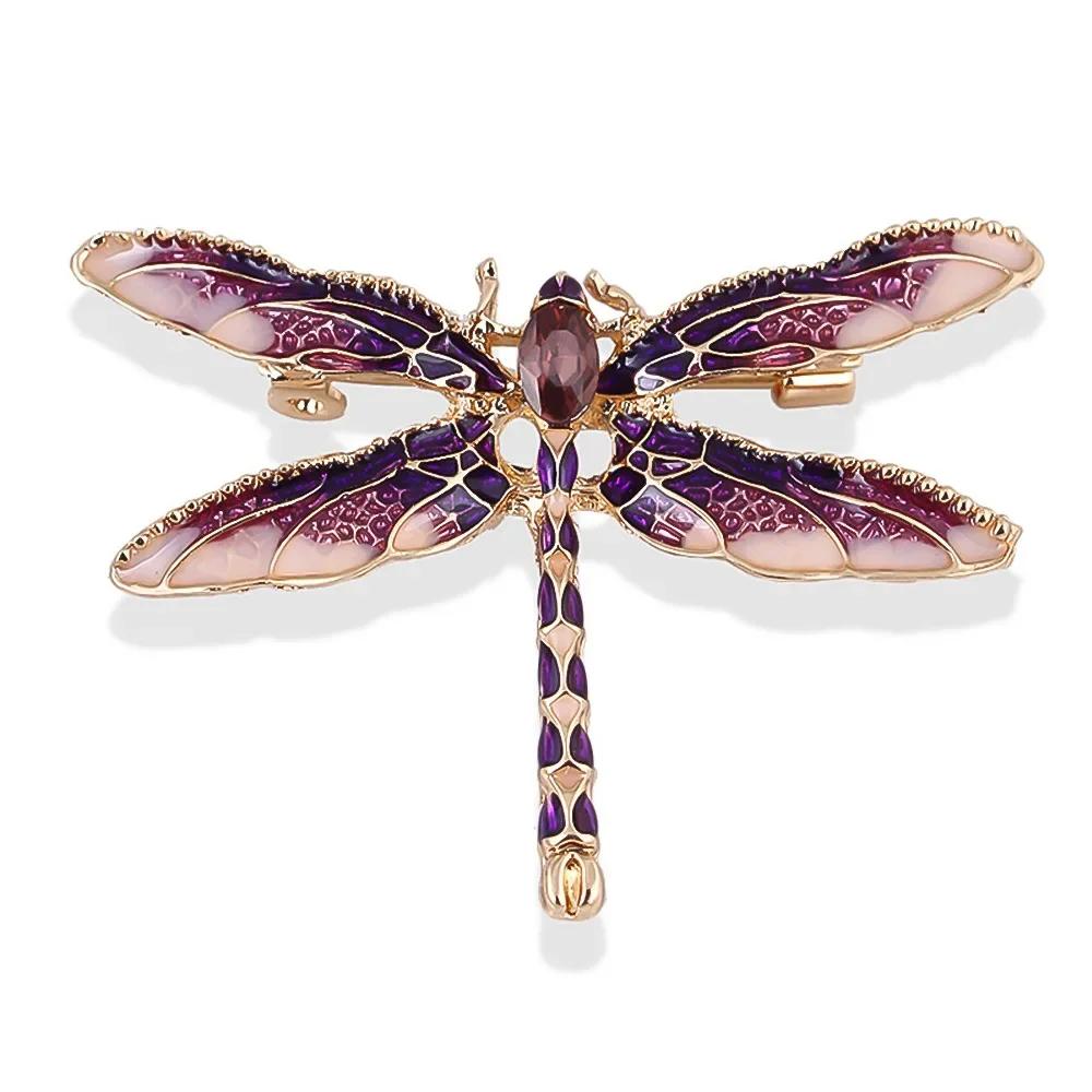 Enamel Dragonfly Brooches Women Men Delicate Insect Crystal Rhinestone Brooch Pin Jewelry Gifts Lapel Pin