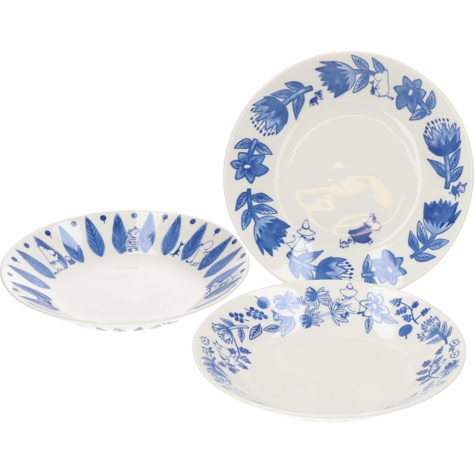 

Yamaka Shoten Moomin Trio Pasta Plate Set 126752 Blue Flora Tableware синий