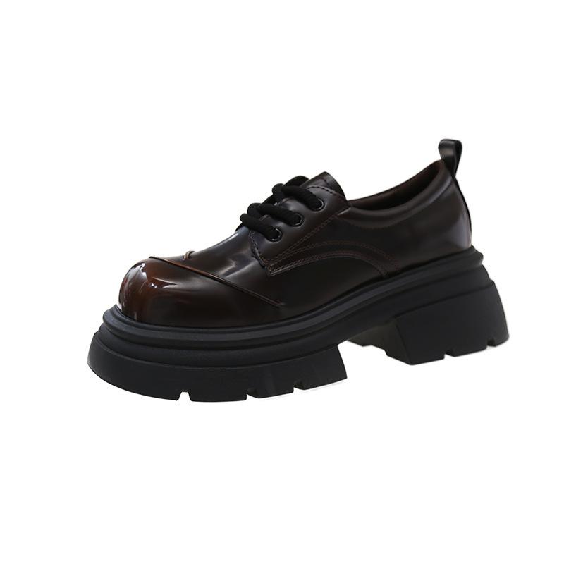 Internet celebrities with loafers women's 2025 summer new British college style single shoes retro brown lace-up small leather shoes