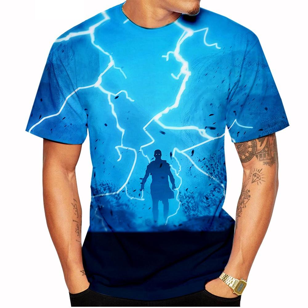Letni Trend Mody Druk 3D Wzór Błyskawicy Personalizowany Fajny Nadruk Casualowy Wygodny T-shirt z Krótkim Rękawem