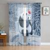 Panda Forest Funny Tulle Window Curtain for Livingroom Printed Sheer Curtain Home Decor Window Panels Chiffon Drapes