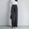 Fashion New Solid Straight Casual Wide Leg Pants Women Elegant Slim Fit High Waist Suit Pants Women Pockets Simple Office Ladies Trousers 25896