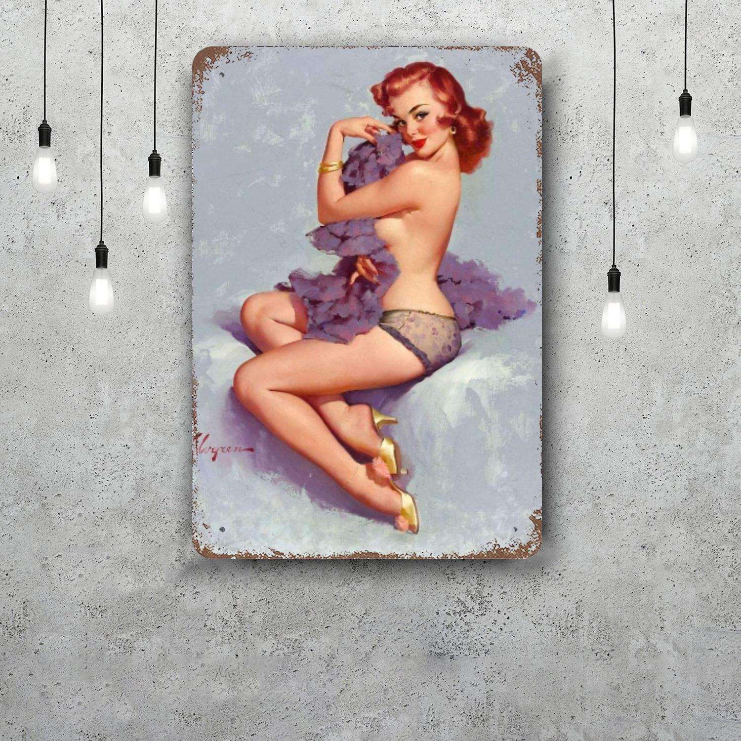 gil elvgren Retro Vintage Tin Sign Poster Decorative Plaque Metal Plate Wall Decor 20x30cm(7.8x11.8inch)