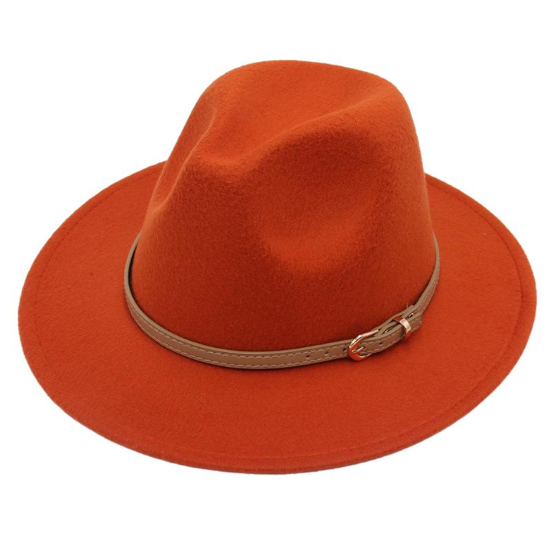 Fedora Spring And Summer Small Belt Felt Hat Percussion Performance Jazz Hat Woolen Top Hat Big Eaves Hat