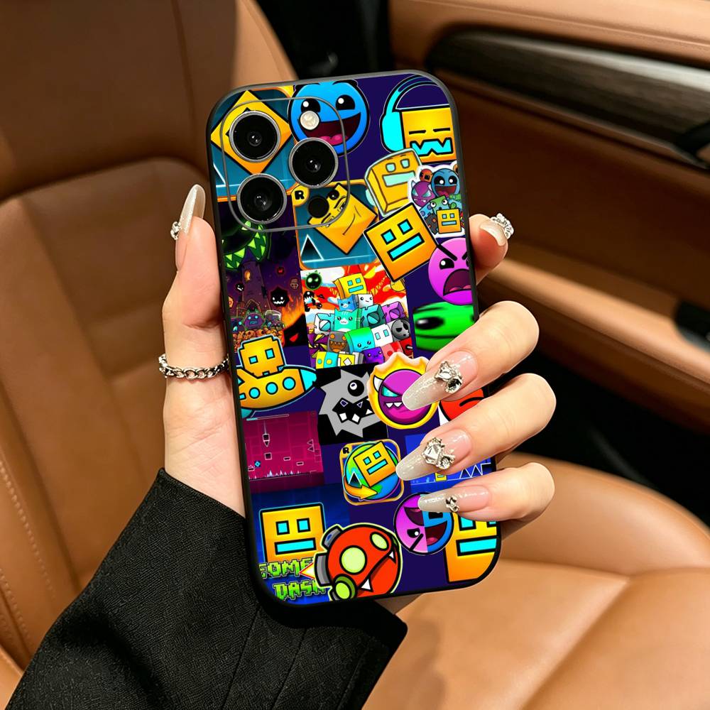 Retro G-Geometry D-Dash Game Phone Case For iPhone 17,16,15,14,13,12,11 Pro Max,16/15/14Plus,XS Soft Black Cover iPhone14Pro