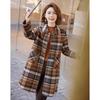 Pasite Women's Mid-Length Plaid Double-faced Wool Coat