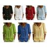 Women Tops Lapel Half Sleeve Buttons Placket Shirt Tops Pure Color Loose Fit Casual Style Shirt Home Dates Versatile Wear