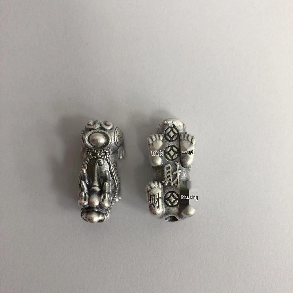 S999 Sterling Silver Pi Xiu Wealth Attracting 3D Ingot Bracelet Accessory