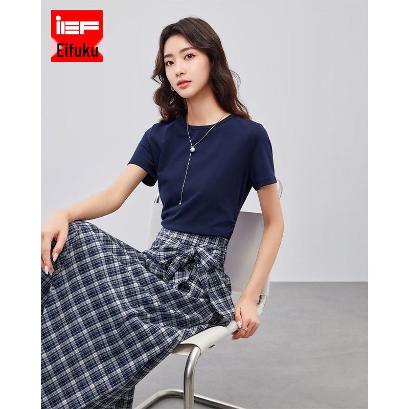 IEF Women s 2026 Summer Plaid Skirt & Short-Sleeve T-Shirt Set L