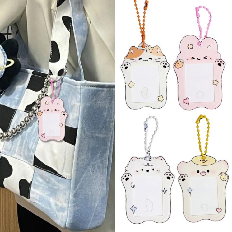 Lovely Cartoon Photocard Holder with Keychain,Cartoon Animal Photo Card Sleeve ID Bank Credit Card Holder Protector
