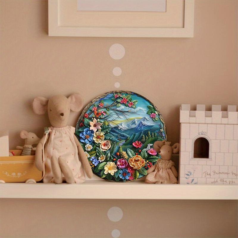 1pc 8x8inch wooden Sign A Round, Polymer Clay Art Hanging On A Tree Gn Round Door Hanger Wall Wreath Meta Decor Sign