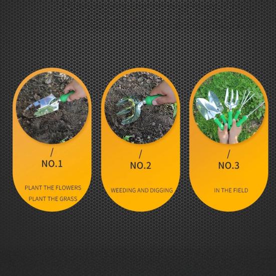 Gardening Tool Set Stainless Steel Trowel with Non-Slip Handle Transplanter Tool Hand Rake with Storage Tote Gift
