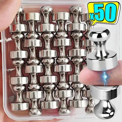 Chinchetas magnéticas resistentes, 50/2 unidades, mini imanes de metal, chinchetas con ventosa para cocina, nevera, oficina, escuela, mapa, pizarra blanca, taquilla