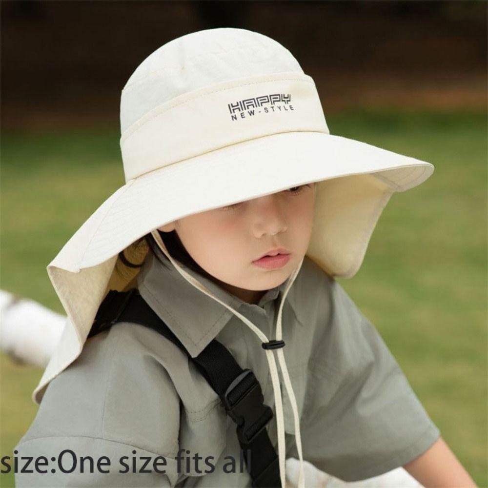 Large Brim Hat Children's Thin Bucket Hat With Cape Beach Hat New Sun Hat