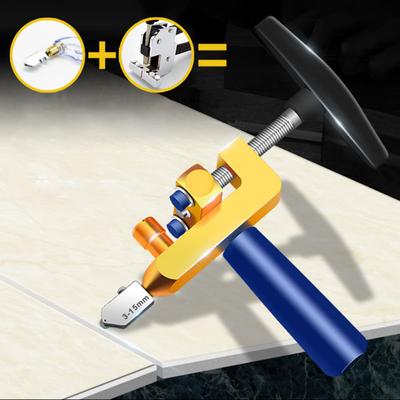 Tagliavetro al diamante per taglio piastrelle di vetro Set tagliavetro 2 in 1 Strumento manuale da costruzione Tagliapiastrelle