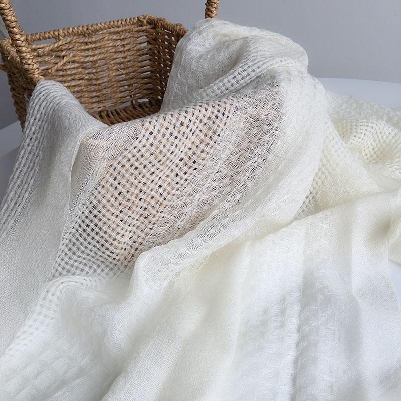 Pure White 80 Wool Scarves, White Scarves For Handmade Plant Dyeing, Women'S Warm Scarves