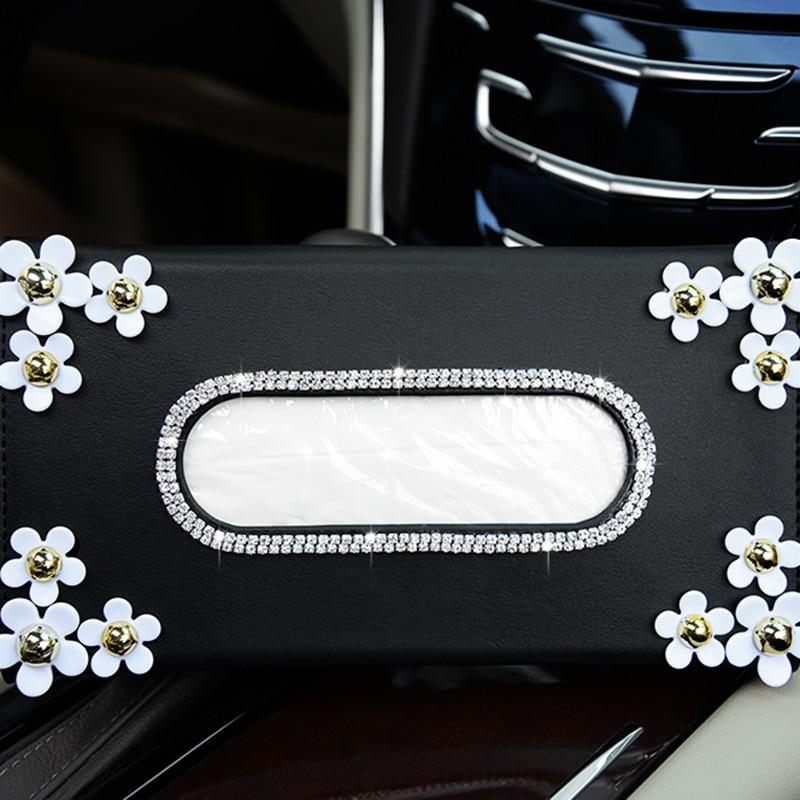 1 pz Scatola di carta di cristallo per auto con scatola di fazzoletti di cristallo di crisantemo Accessori per la decorazione degli interni per tipo di visiera parasole