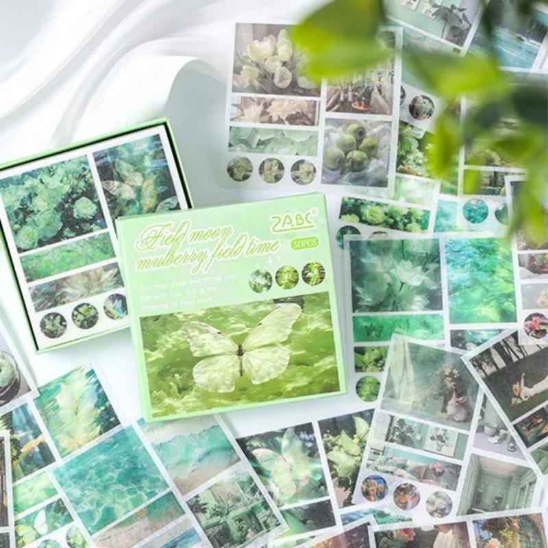 40 Sheets/lot Cute Landscape Sticker for Girl Floral Ocean Sunst Natural Scenary Stationery Sticker DIY Decor Scrapbook Sticker