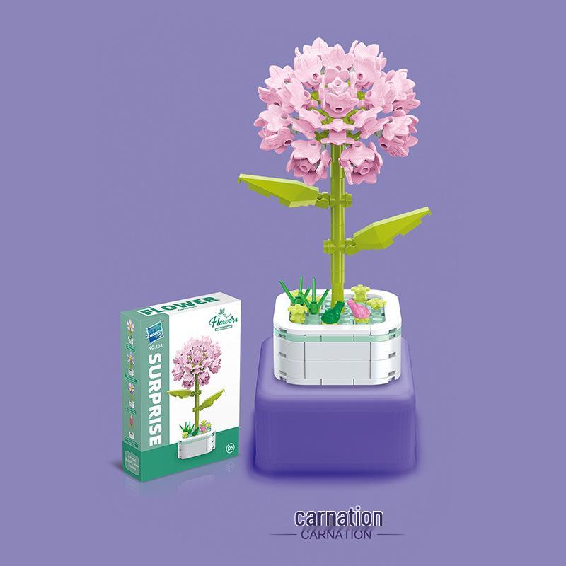 Kids' Educational Interlocking Building Blocks - Flower Potted Plant (Rose & Epiphyllum) Compatible with Top Building Block Models